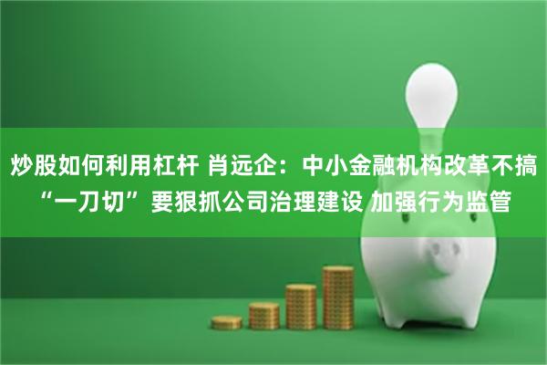 炒股如何利用杠杆 肖远企：中小金融机构改革不搞“一刀切” 要狠抓公司治理建设 加强行为监管