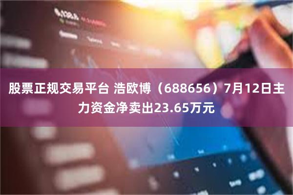 股票正规交易平台 浩欧博（688656）7月12日主力资金净卖出23.65万元