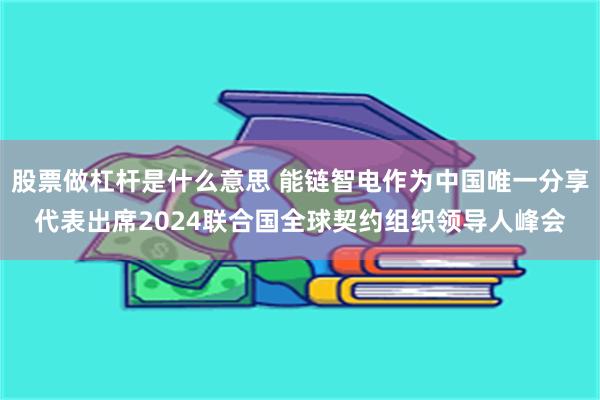 股票做杠杆是什么意思 能链智电作为中国唯一分享代表出席2024联合国全球契约组织领导人峰会