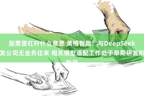 股票里杠杆什么意思 美格智能：与DeepSeek开发公司无业务往来 相关模型适配工作处于早期研发阶段